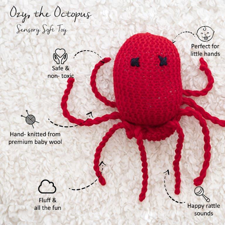 Ozy, The Octopus Sensory Soft Toy - Tinycubs - 