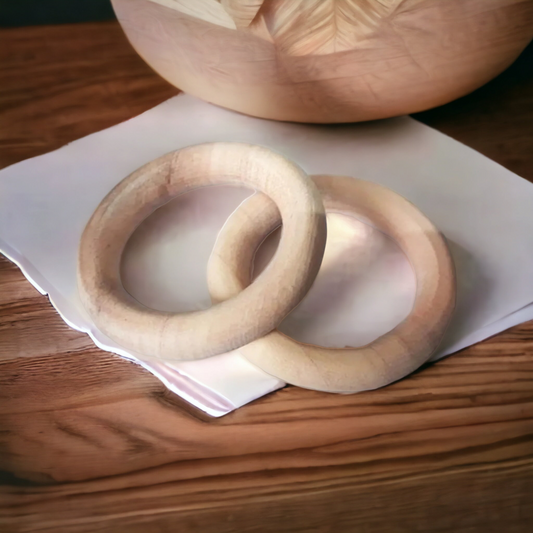Pack of 2 Neem Wooden Teether Rings - Tinycubs - 