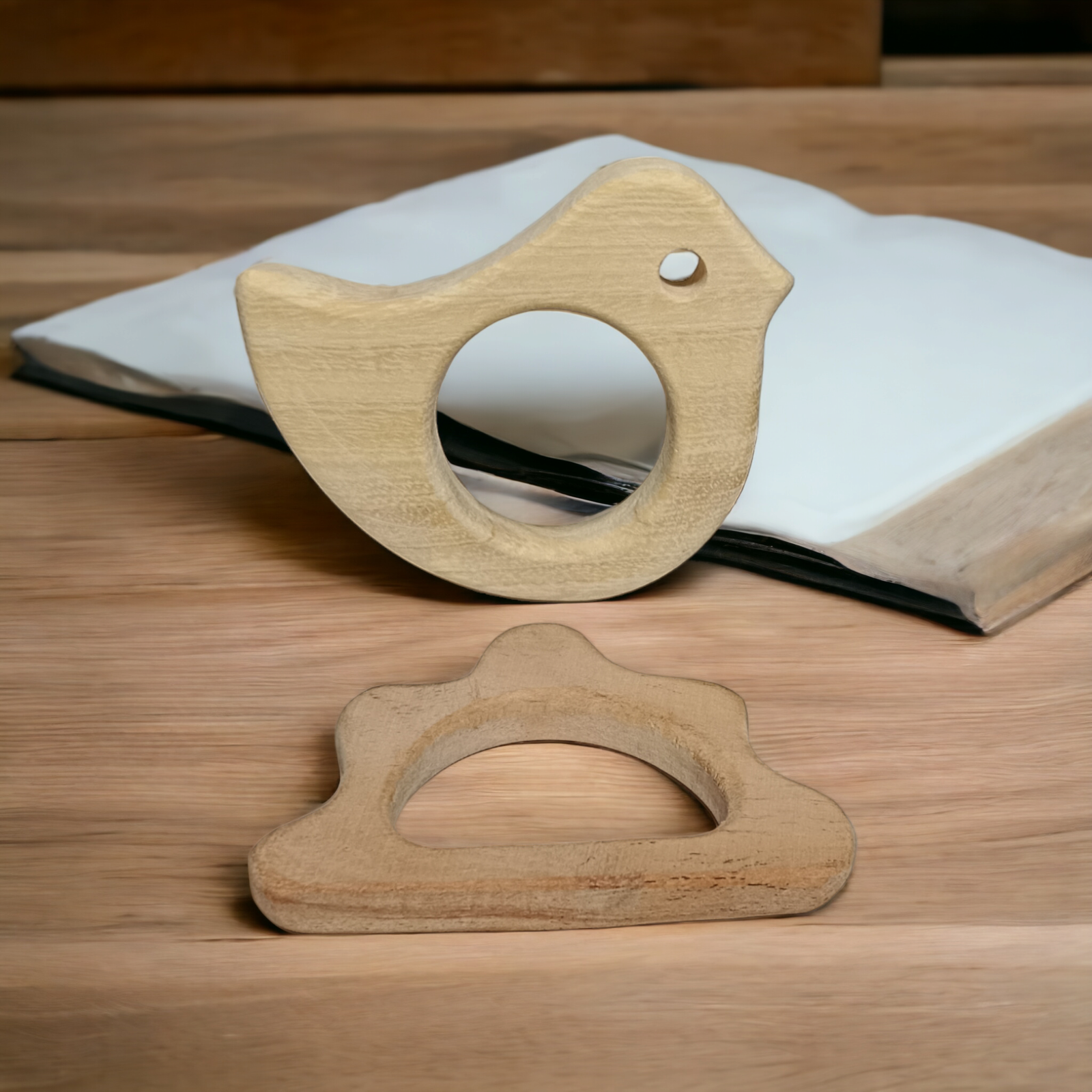 Pack of 2 Neem Wooden Teethers For Babies of Age 0 To 3 Years| Dove & Cloud Shapes - Tinycubs - 