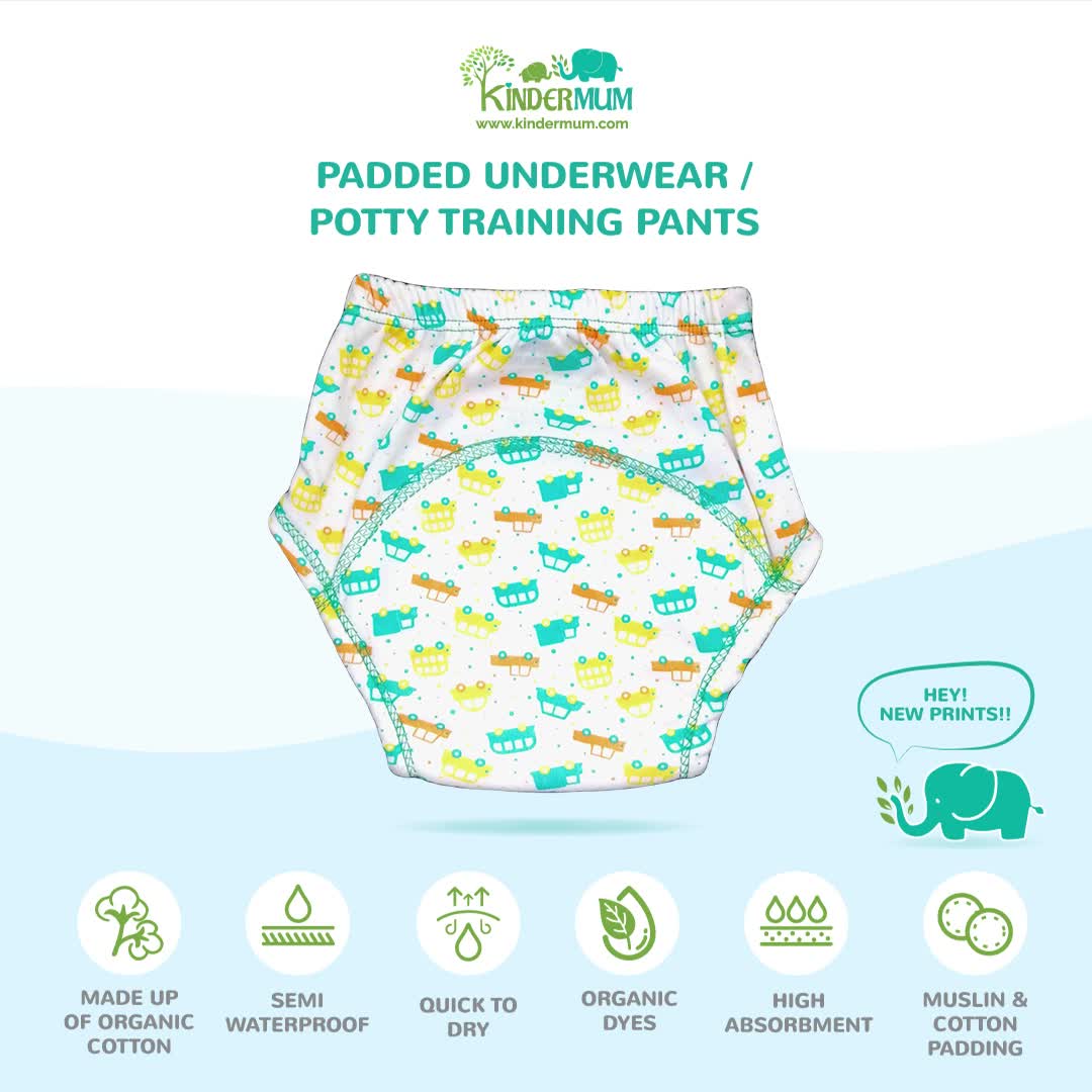 Peachy star - Green car- Set of 2 -Cotton Padded pull up Training pants/Padded Underwear - Tinycubs - 