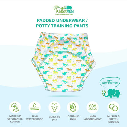 Peachy star - Green car- Set of 2 -Cotton Padded pull up Training pants/Padded Underwear - Tinycubs - 