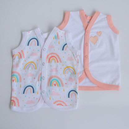 Peach Hearts - Doodle Baby Vests (Set of 2) - Tinycubs - 