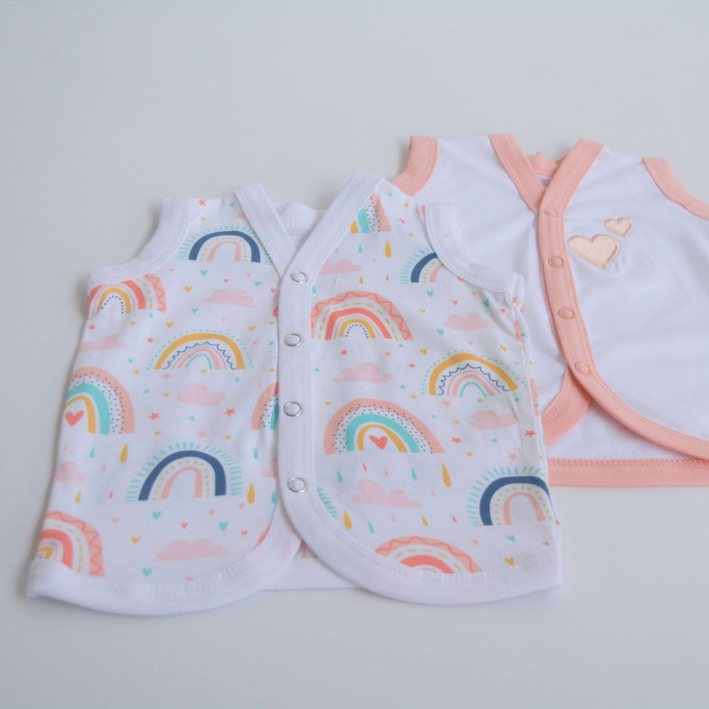 Peach Hearts - Doodle Baby Vests (Set of 2) - Tinycubs - 