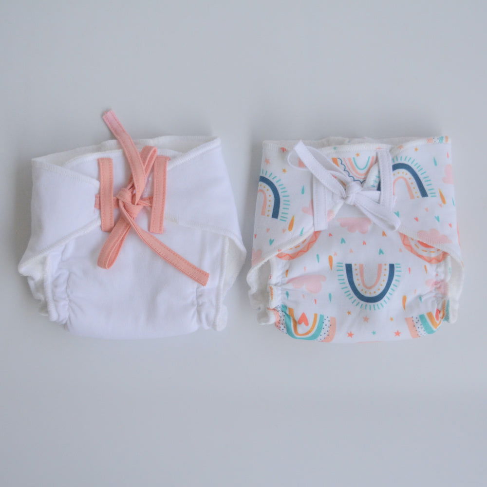 Peach Hearts - Doodle Dry Nappies (Set of 2) - Tinycubs - 