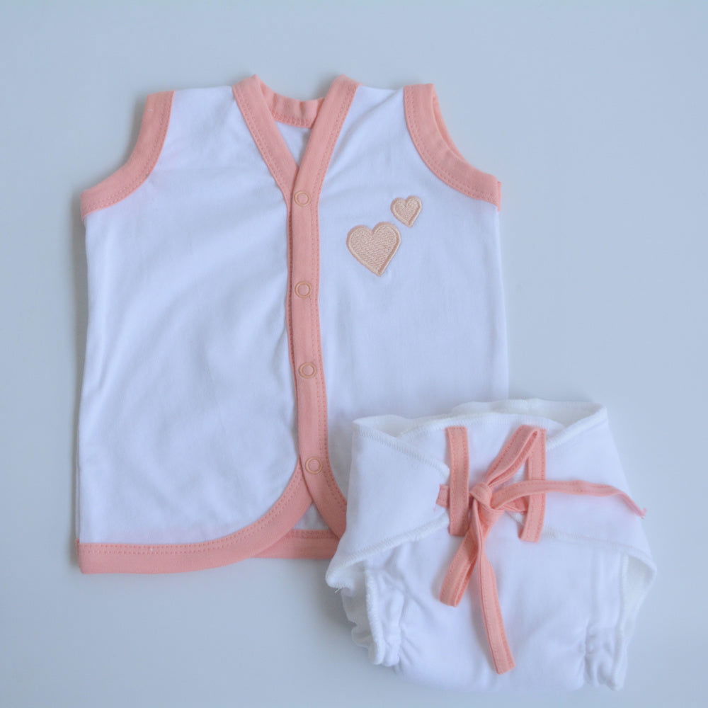 Peach Hearts Babywear Set - Tinycubs - 