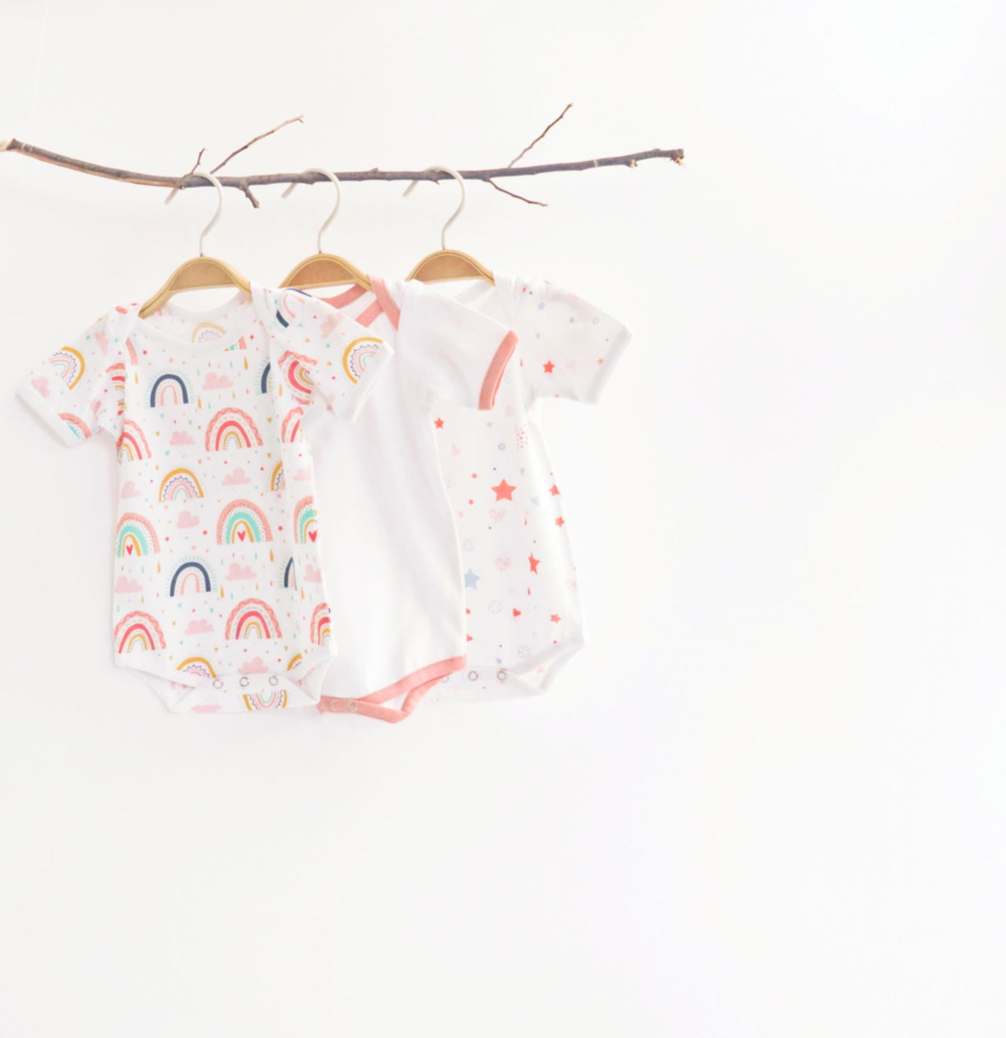 Peach Love Bodysuits - Set of 3 - Tinycubs - 