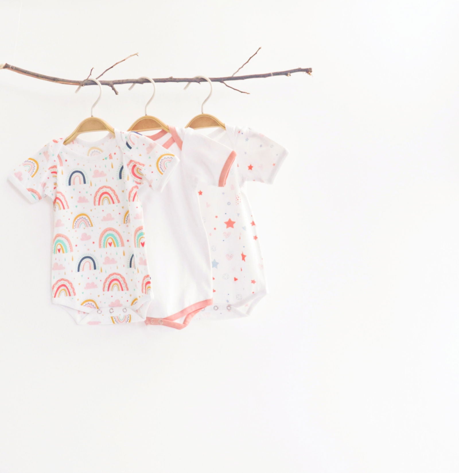 Peach Love Bodysuits - Set of 3 - Tinycubs - 