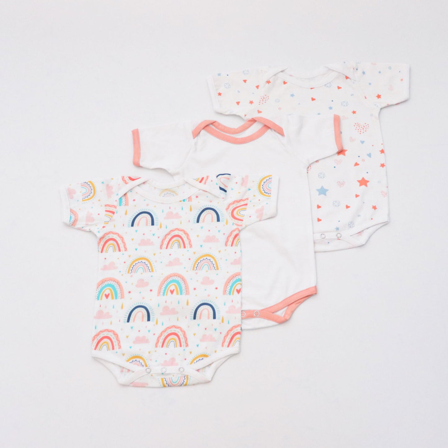 Peach Love Bodysuits - Set of 3 - Tinycubs - 