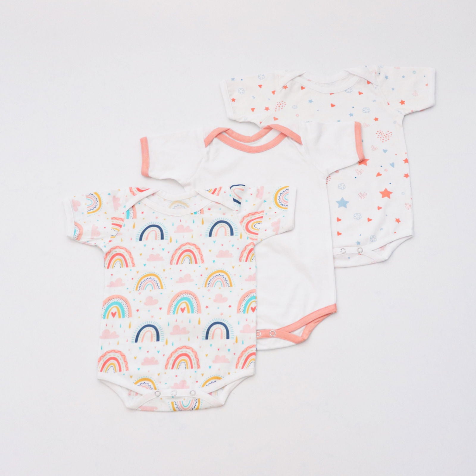 Peach Love Bodysuits - Set of 3 - Tinycubs - 