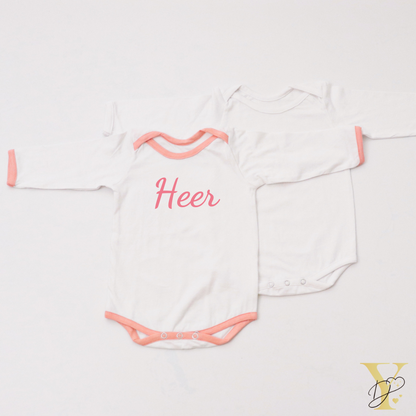 Peach Love Bodysuits (full sleeves)- Set of 2 - Tinycubs - 