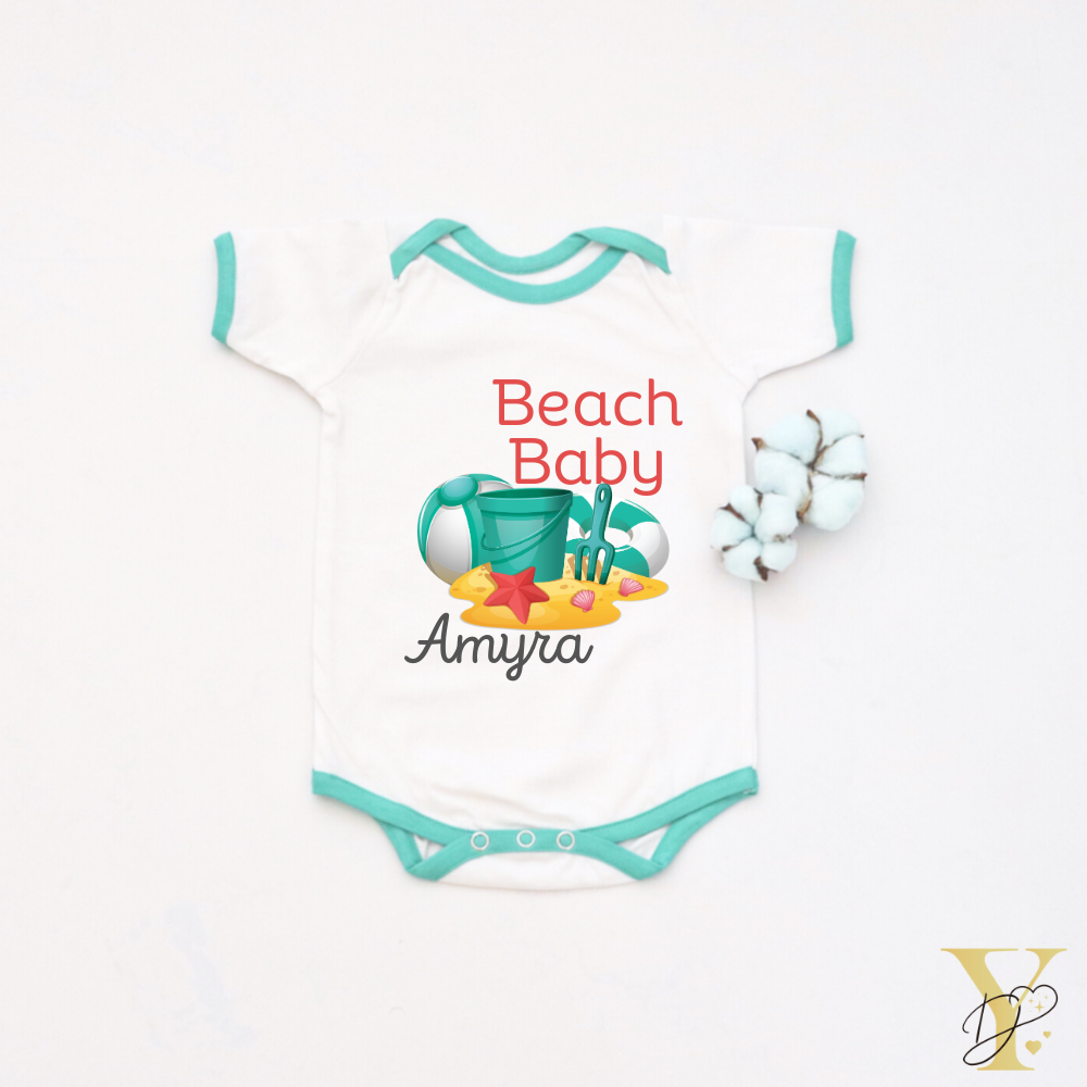 Personalised Beach Baby Bodysuit - Tinycubs - 