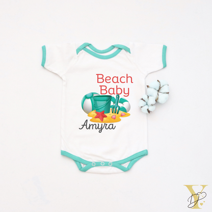 Personalised Beach Baby Bodysuit - Tinycubs - 