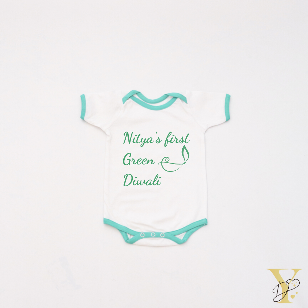 Personalised Bodysuit - Celebrating Green Diwali (green love) - Tinycubs - 