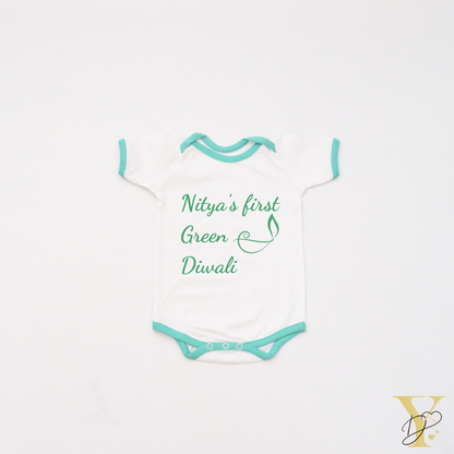 Personalised Bodysuit - Celebrating Green Diwali (green love) - Tinycubs - 