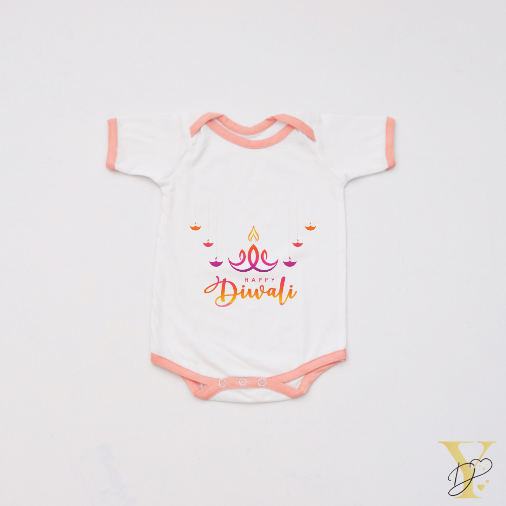 Personalised Bodysuit - Wishes Happy Diwali (peach love) - Tinycubs - 