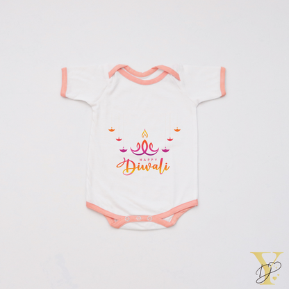 Personalised Bodysuit - Wishes Happy Diwali (peach love) - Tinycubs - 