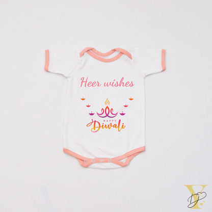 Personalised Bodysuit - Wishes Happy Diwali (peach love) - Tinycubs - 