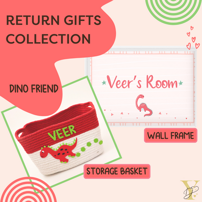 Personalised Return Gift Collection - Dino Friend (Storage Basket & Wall Frame) - Tinycubs - 