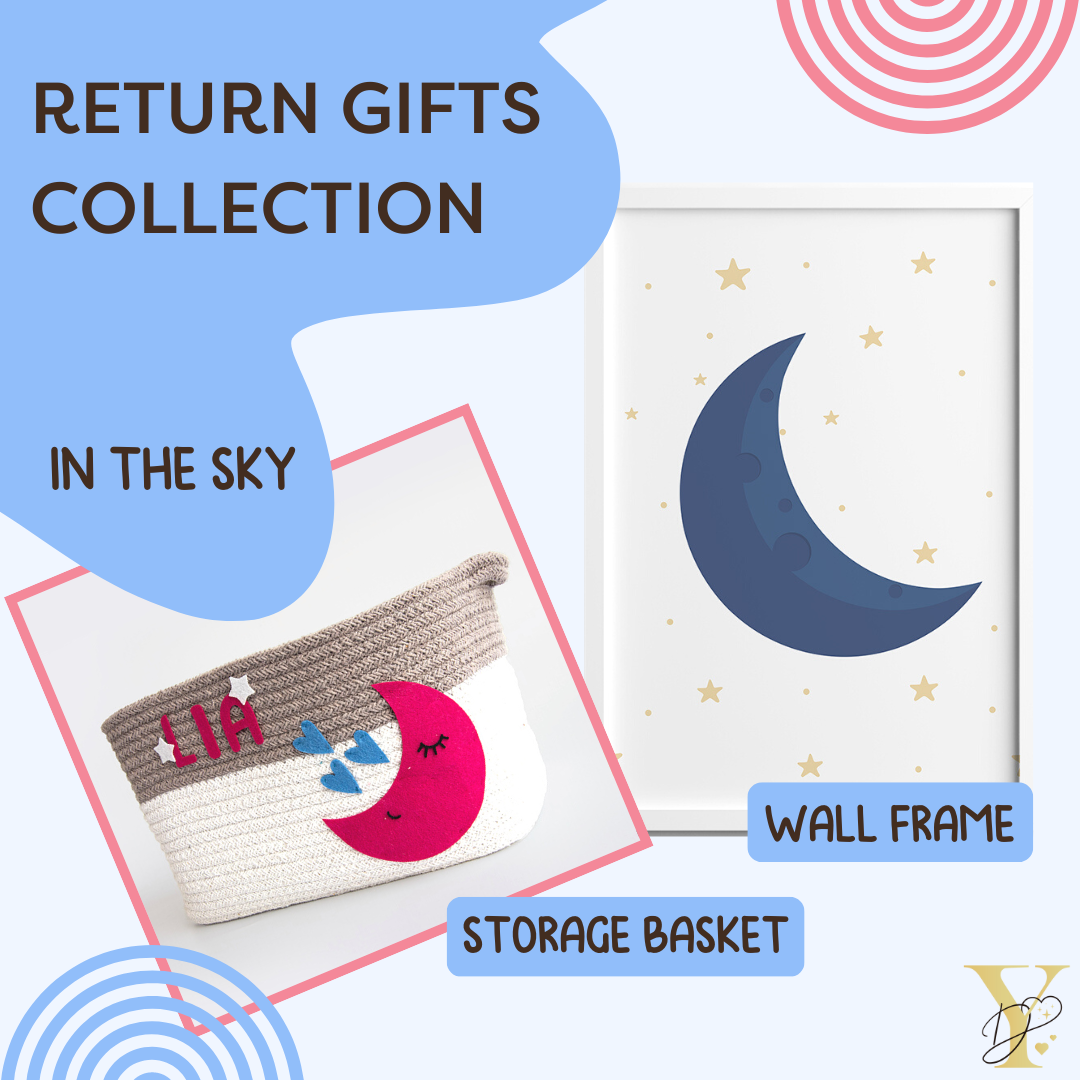 Personalised Return Gift Collection - In the Sky (Storage Basket & Wall Frame) - Tinycubs - 
