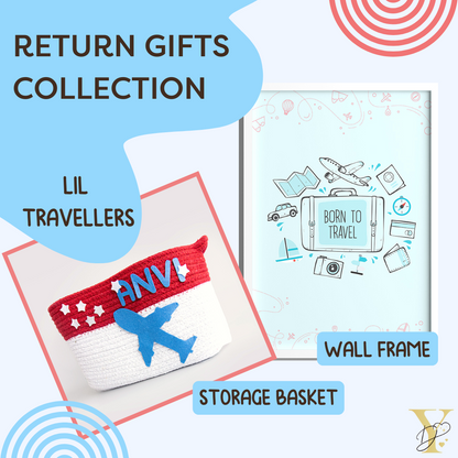 Personalised Return Gift Collection - Lil Travellers (Storage Basket & Wall Frame) - Tinycubs - 