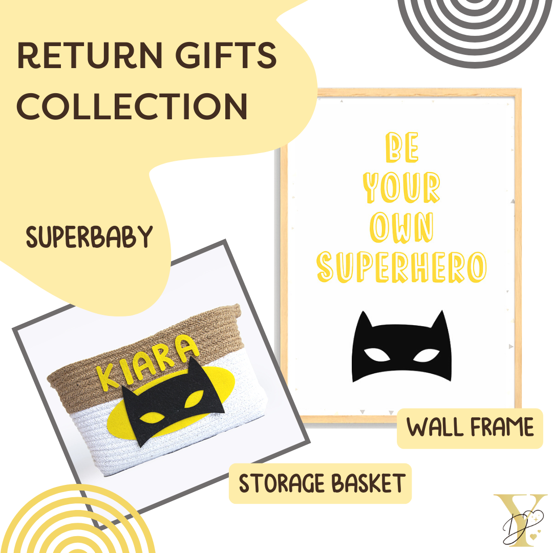 Personalised Return Gift Collection - Superbaby (Storage Basket & Wall Frame) - Tinycubs - 