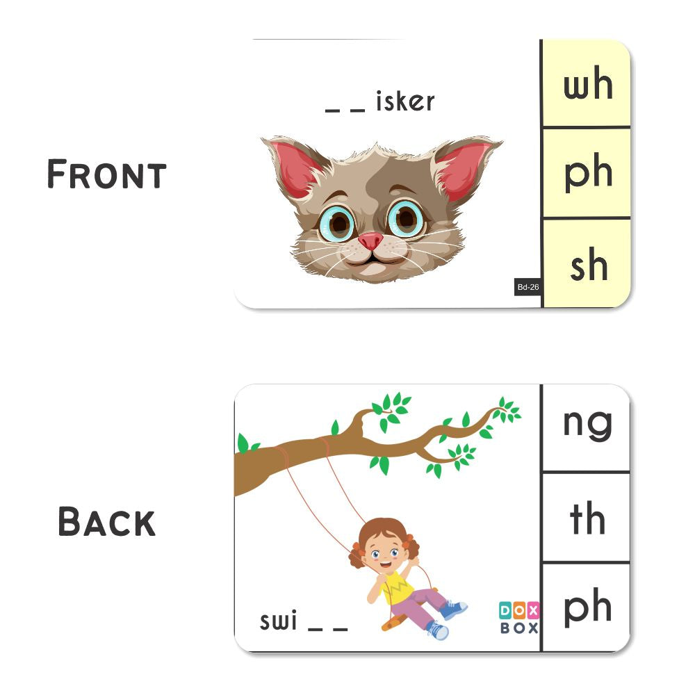 Phonics blends and diagraphs activity Flashcards- Pack of 32 - Tinycubs - 