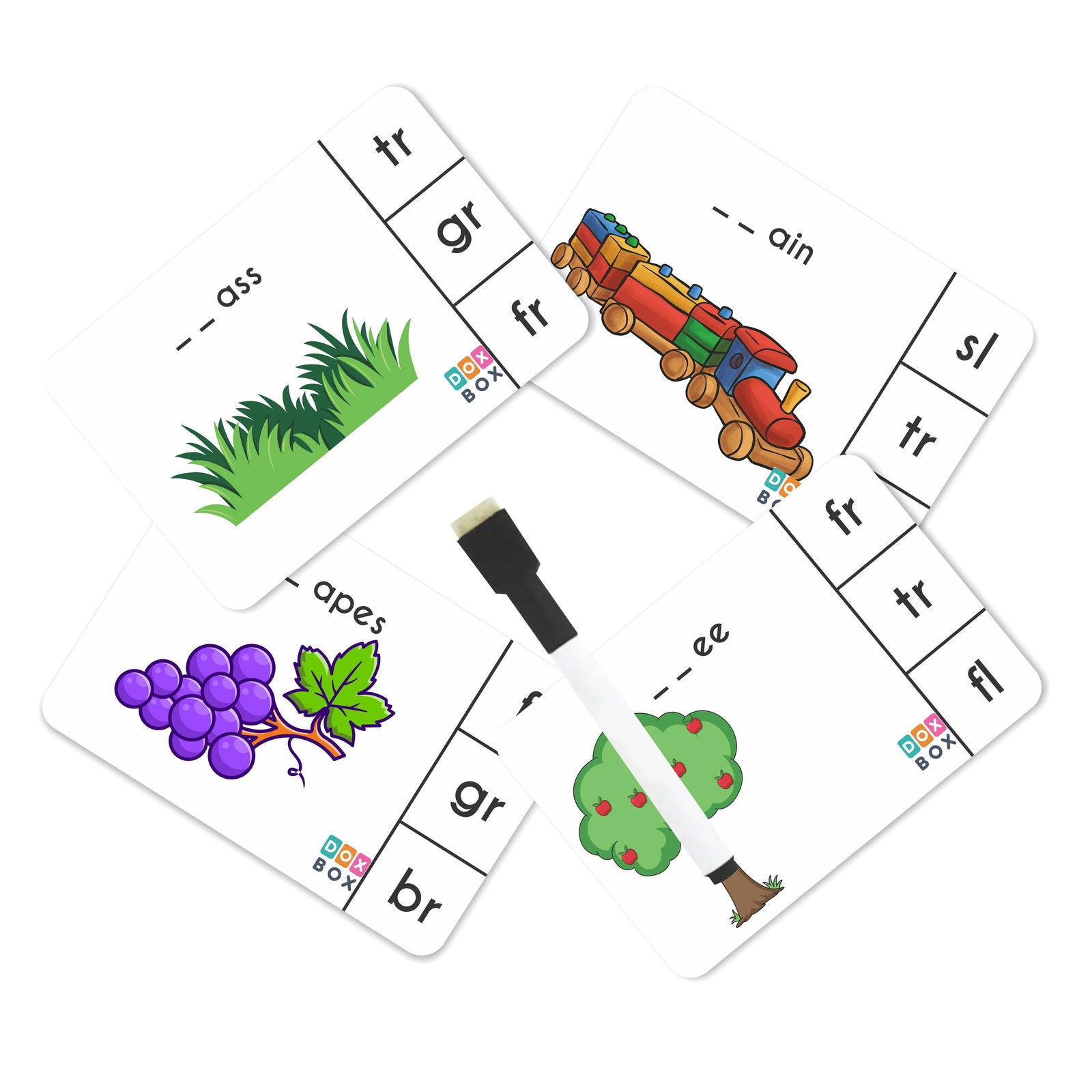 Phonics blends and diagraphs activity Flashcards- Pack of 32 - Tinycubs - 