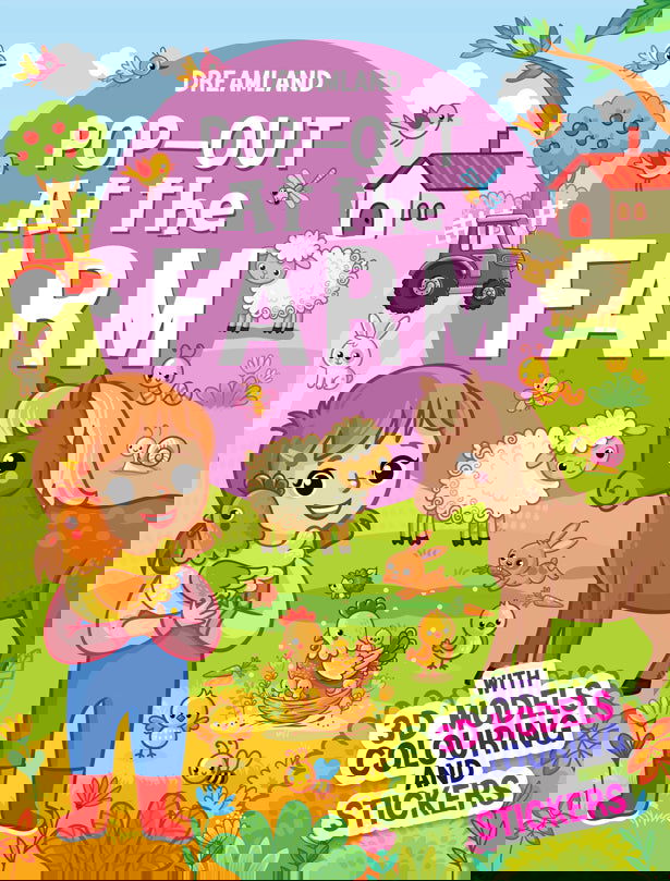 Pop-Out At the Farm- With 3D Models Colouring Stickers - Tinycubs - 