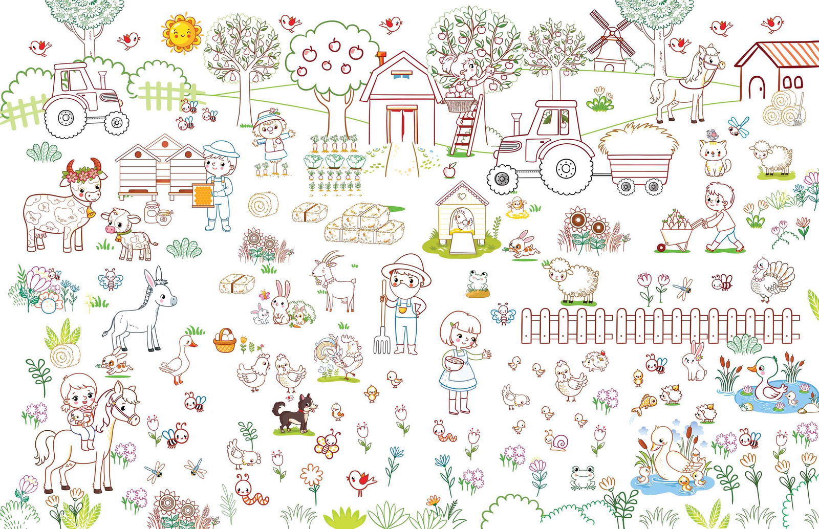 Pop-Out At the Farm- With 3D Models Colouring Stickers - Tinycubs - 