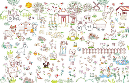 Pop-Out At the Farm- With 3D Models Colouring Stickers - Tinycubs - 