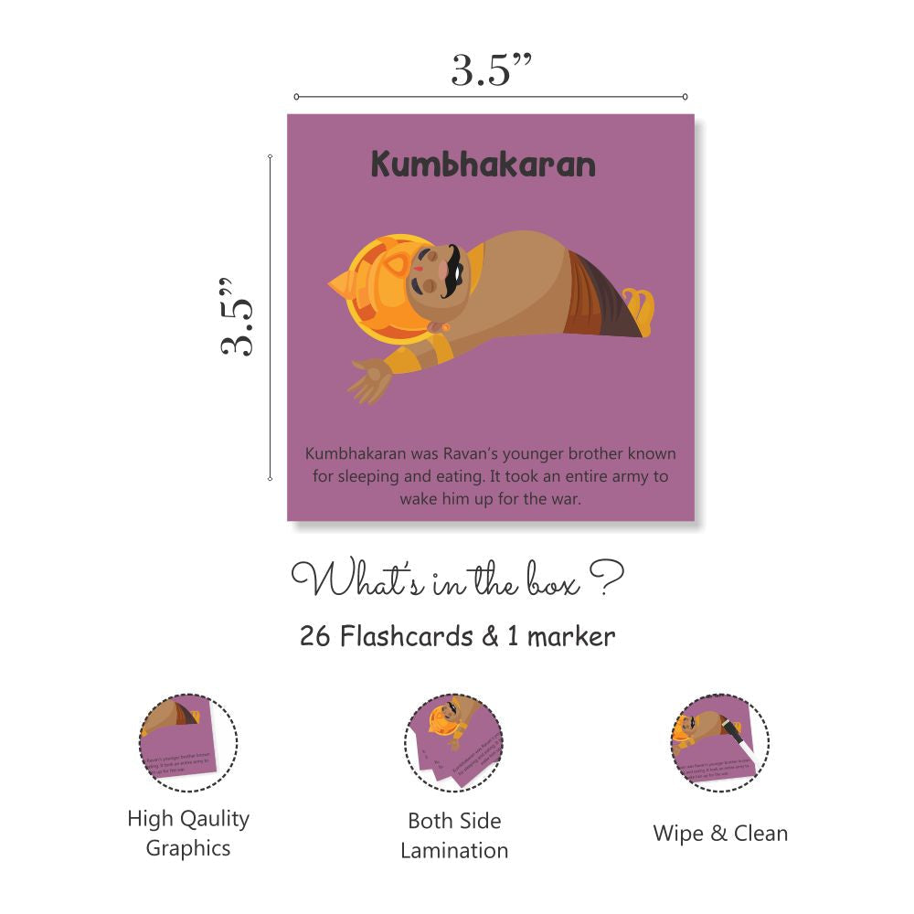 Ramayan Character Memory Card Game Flashcards -Pack of 30( Includes 15 Character) - Tinycubs - 