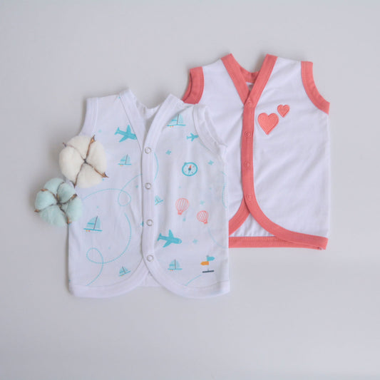 Red Hearts - Doodle Baby Vests (Set of 2) - Tinycubs - 
