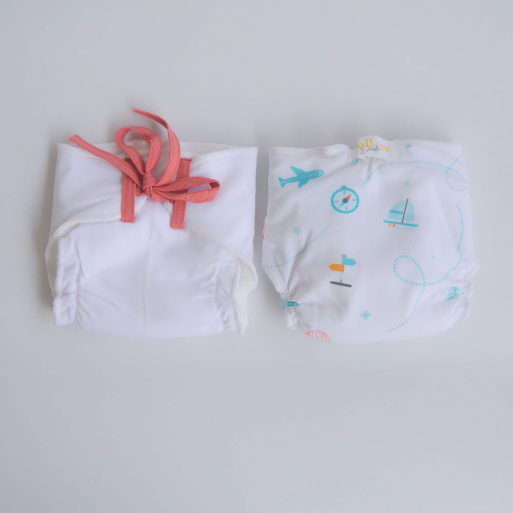 Red Hearts - Doodle Dry Nappies (Set of 2) - Tinycubs - 