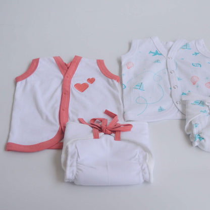 Red Hearts - Everyday Essentials Nappy & Vest (Set of 4) - Tinycubs - 