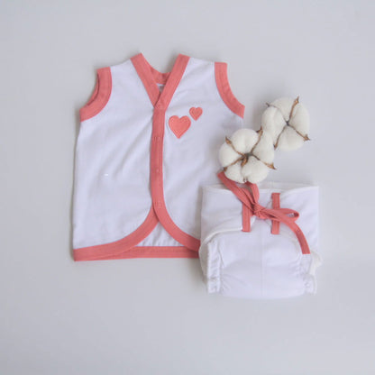 Red Hearts - Everyday Essentials Nappy & Vest (Set of 4) - Tinycubs - 