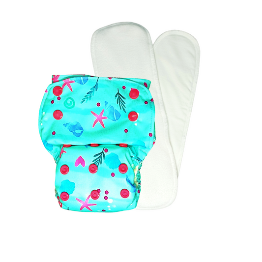 SeaShore- Nano AIO Cloth Diaper with 2 organic cloth insert - Tinycubs - 