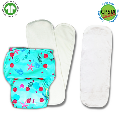 SeaShore- Nano Pro AIO Cloth Diaper (with 2 organic inserts and power booster) - Tinycubs - 
