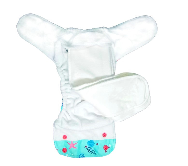 SeaShore- Nano Pro AIO Cloth Diaper (with 2 organic inserts and power booster) - Tinycubs - 