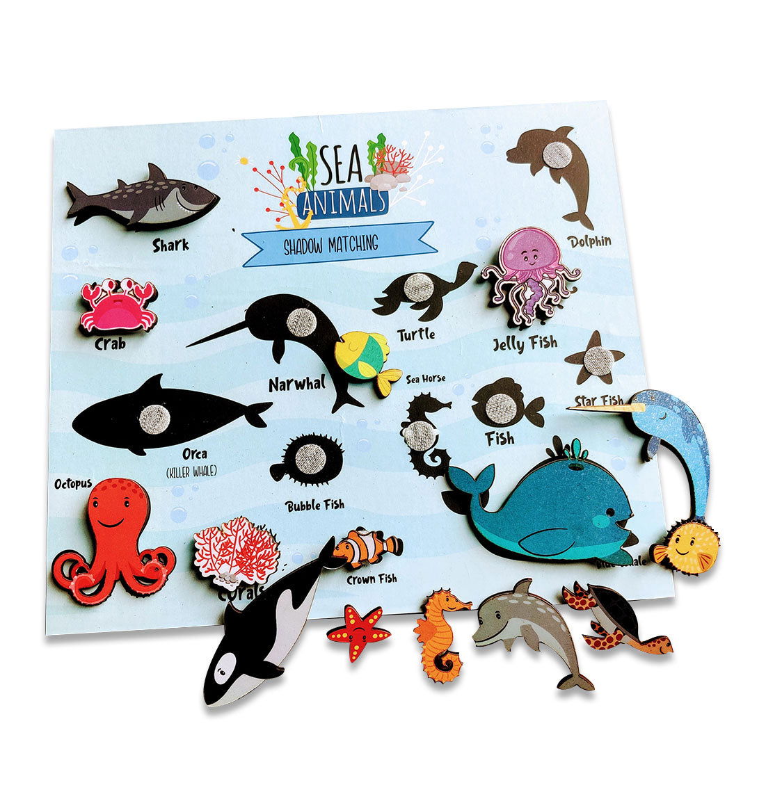 Sea animals shadow matching activity - Tinycubs - 