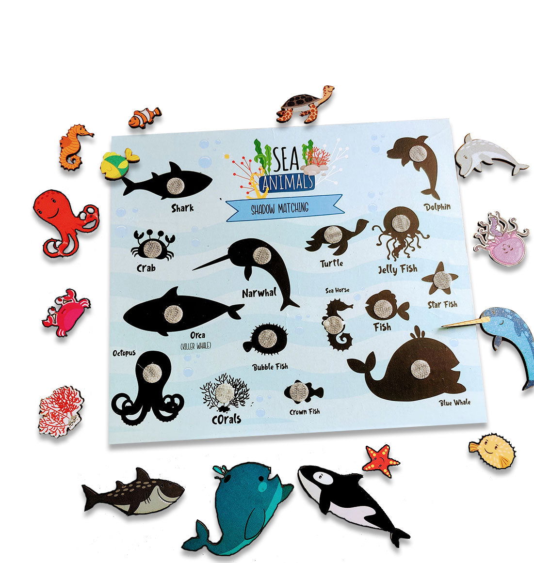 Sea animals shadow matching activity - Tinycubs - 