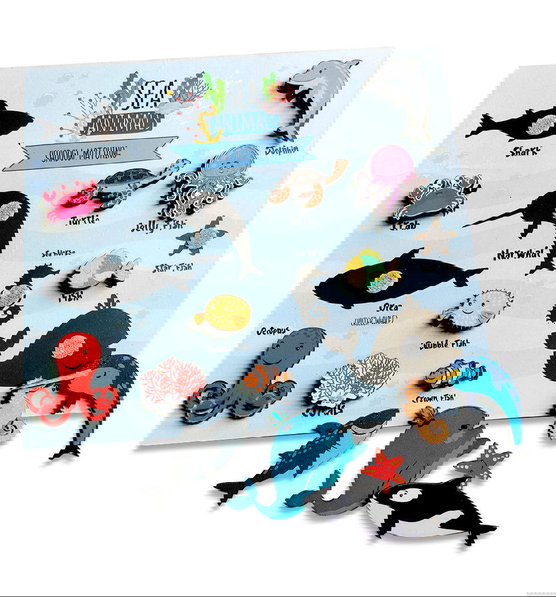 Sea animals shadow matching activity - Tinycubs - 