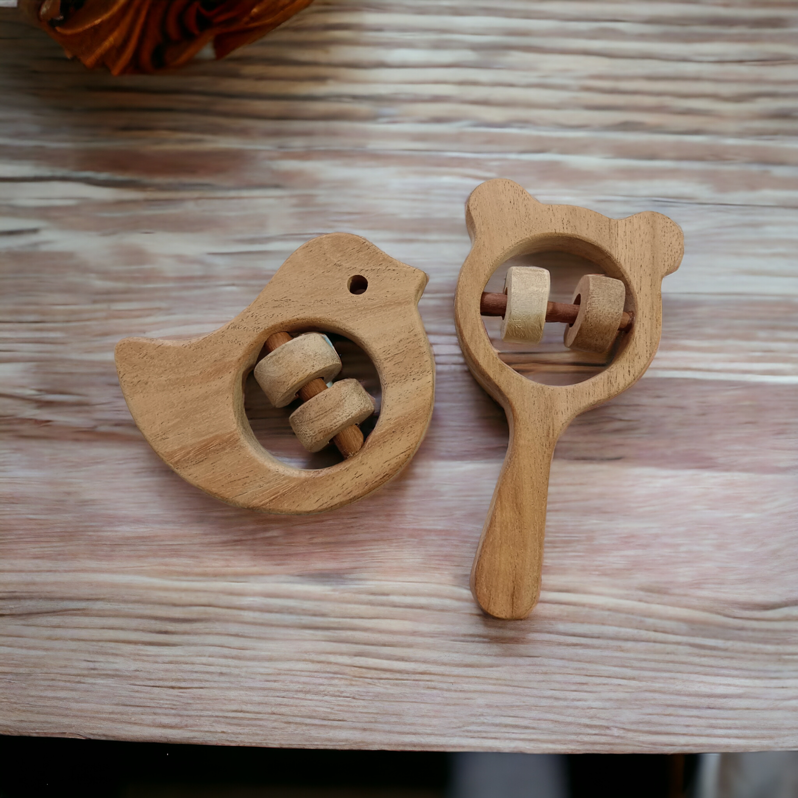 Sensory Developing Rattles - Dove & Mickey Head Shaped - Sourced From Best Quality Neem Wood - Tinycubs - 