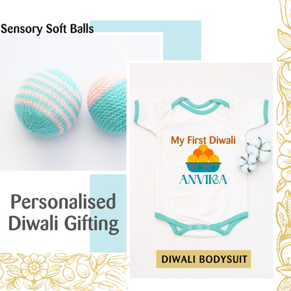 Sensory Soft Balls & Diwali Bodysuit Gift Set - Tinycubs - 