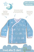 Shiny Moon and Star front open side snap full sleeves into T-shirt  - Sky blue - Tinycubs - 