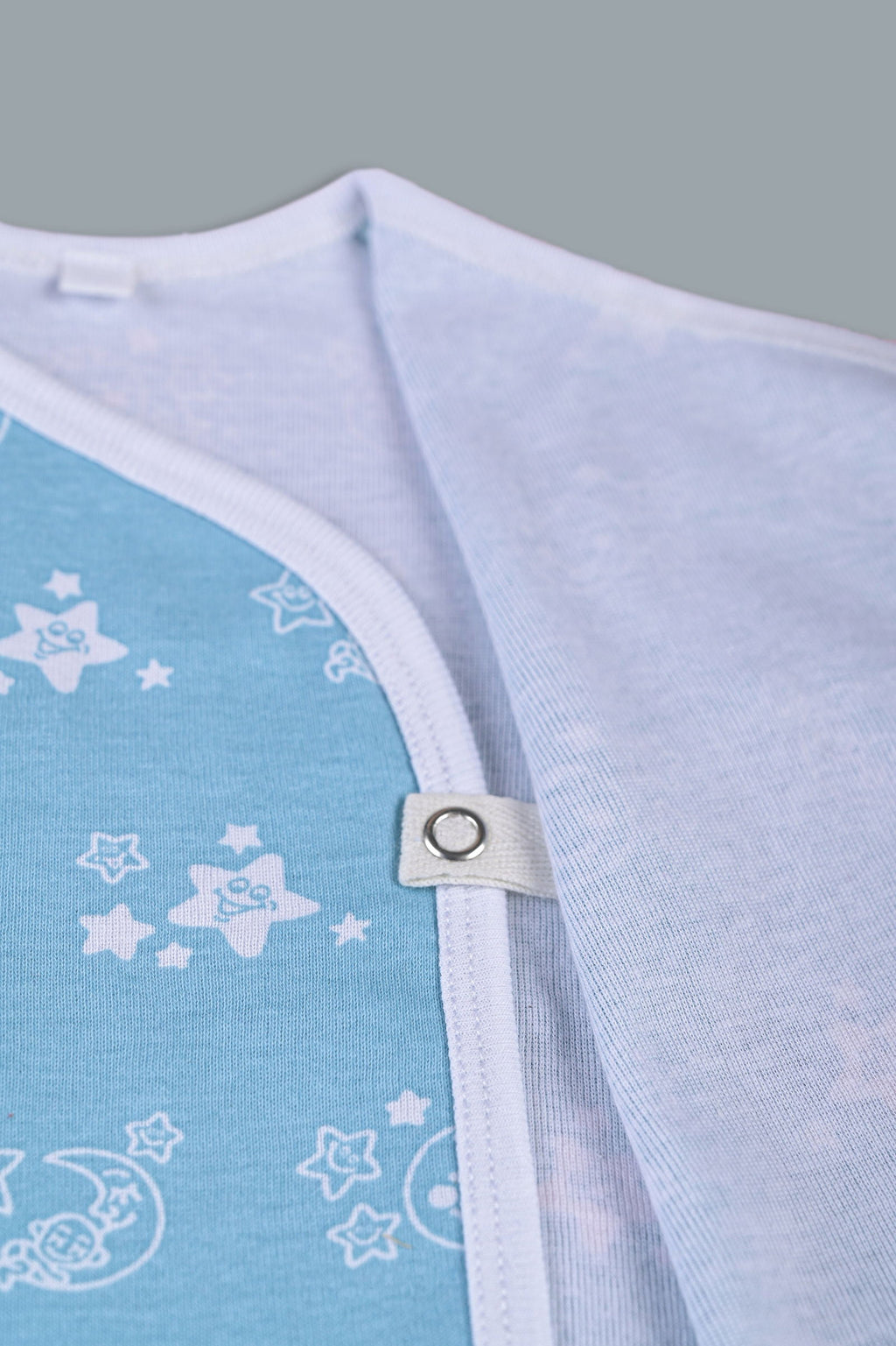 Shiny Moon and Star front open side snap full sleeves into T-shirt  - Sky blue - Tinycubs - 