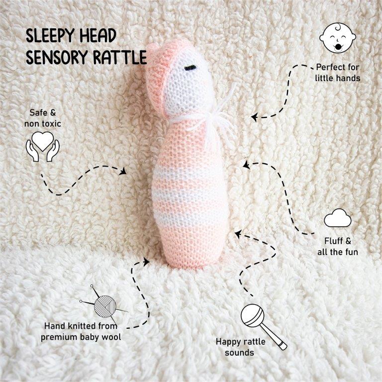 Sleepy Head Sensory Rattle - Peach - Tinycubs - 