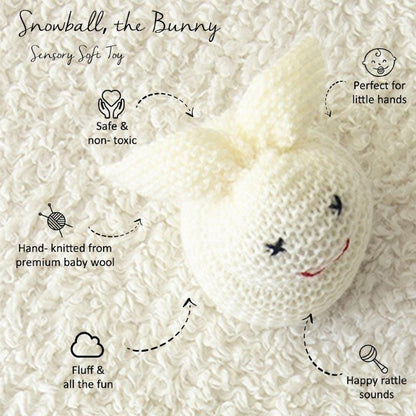 Snowball, The Bunny Sensory Soft Toy - Tinycubs - 