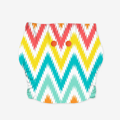 Snugkins -New Age Reusable, Waterproof & Washable Cloth Diapers for Babies ( 0-2 years).Contains 1 Diaper, 1 Wet-Free Organic Cotton Pad & 1 Booster Pad. Fits 5kg - 14kg babies – Macaroon Ikat - Tinycubs - 