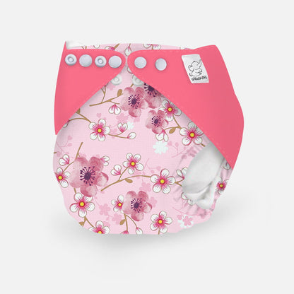 Snugkins -New Age Reusable, Waterproof & Washable Cloth Diapers for Babies ( 0-2 years).Contains 1 Diaper, 1 Wet-Free Organic Cotton Prefold Pad and 1 Booster Pad. Fits 5kg - 14kg babies – Sakura - Tinycubs - 