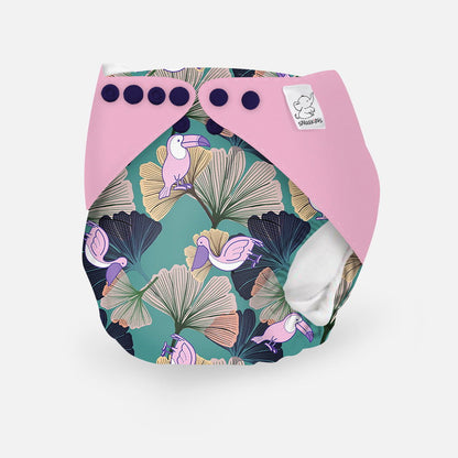 Snugkins -New Age Reusable, Waterproof & Washable Cloth Diapers for Babies ( 0-2 years).Contains 1 Diaper, 1 Wet-Free Organic Cotton Prefold Pad and 1 Booster Pad. Fits 5kg - 14kg babies – Ginkgo Glee - Tinycubs - 